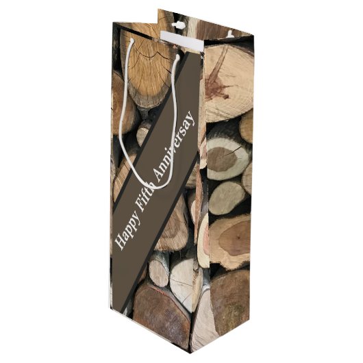 Jubileum voor vijfde bruiloft wijn cadeautas