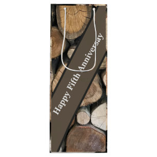 Jubileum voor vijfde bruiloft wijn cadeautas