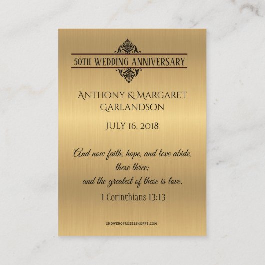 Jubileum voor weduwschap Gavor Golden Cross Heilig Visitekaartje (Achterkant)