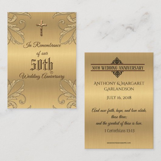 Jubileum voor weduwschap Gavor Golden Cross Heilig Visitekaartje (Voorkant / Achterkant)