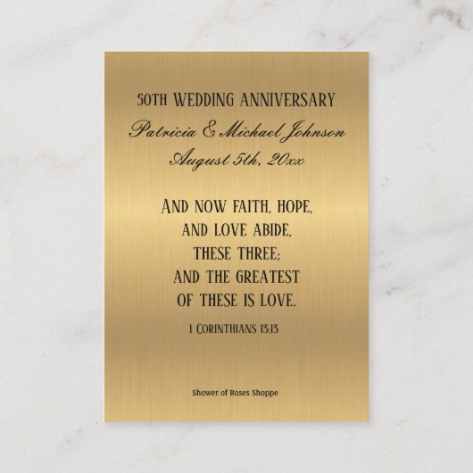 Jubileum voor weduwschap Gavor Golden Cross Heilig Visitekaartje (Achterkant)