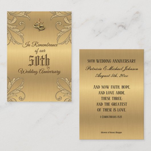 Jubileum voor weduwschap Gavor Golden Cross Heilig Visitekaartje (Voorkant / Achterkant)