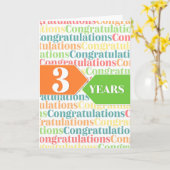 Jubileum voor werknemers 3 jaar kleurrijk patroon kaart (Gele Bloem)