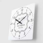 Jubileum voor zwart-witbruiloft vierkante klok (Hoek)