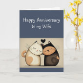 Jubileum vrouw knuffelen katten dieren kaart (Gele Bloem)