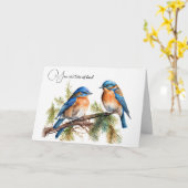 Jubileum Waterverf Blauwvogels Kaart (Gele Bloem)