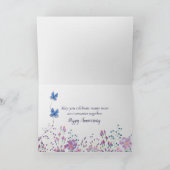 Jubileum Waterverf Floral Border Kaart (Binnen)