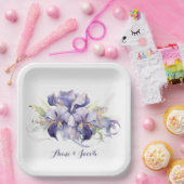 Jubileum Waterverf Paarse iris boeket Papieren Bordje (Feest)