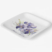 Jubileum Waterverf Paarse iris boeket Papieren Bordje (Gebogen)