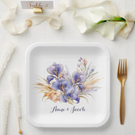 Jubileum Waterverf Paarse iris boeket Papieren Bordje