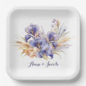 Jubileum Waterverf Paarse iris boeket Papieren Bordje (Voorkant)