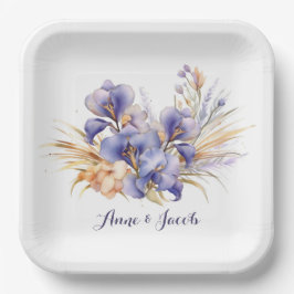 Jubileum Waterverf Paarse iris boeket Papieren Bordje