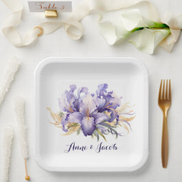 Jubileum Waterverf Paarse iris boeket Papieren Bordje