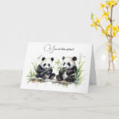 Jubileum Waterverf Panda Beren Kaart (Gele Bloem)