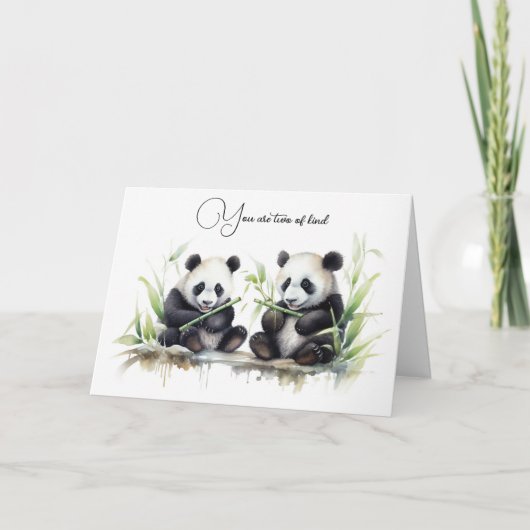 Jubileum Waterverf Panda Beren Kaart (Voorkant)