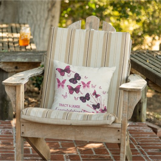 Jubileum Waterverf Roze Butterflies Buitenkussen (Stoel)