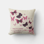 Jubileum Waterverf Roze Butterflies Buitenkussen (Voorkant)