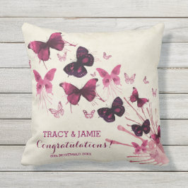 Jubileum Waterverf Roze Butterflies Buitenkussen