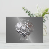 Jubileum Weddenschap Zilver Hearts Steel Kaart (Staand voorkant)