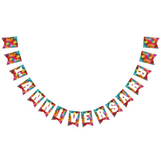 JUBILEUM WEDDING COLORFUL RAINBOW PERSONALISEERD VLAGGETJES (Alle)