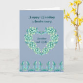 Jubileum Wedding Kaart voor broer en vrouw, blauw (Gele Bloem)