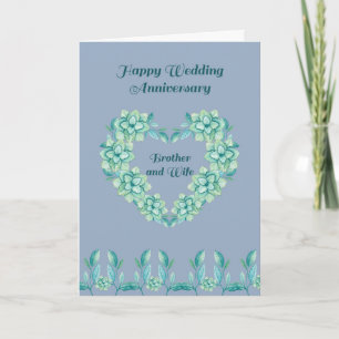 Jubileum Wedding Kaart voor broer en vrouw, blauw