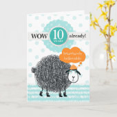 Jubileum werknemer 10 jaar Fun Sheep Kaart (Gele Bloem)