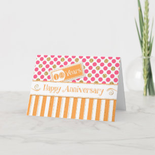 Jubileum werknemer 10 jaar Oranje roze Kaart
