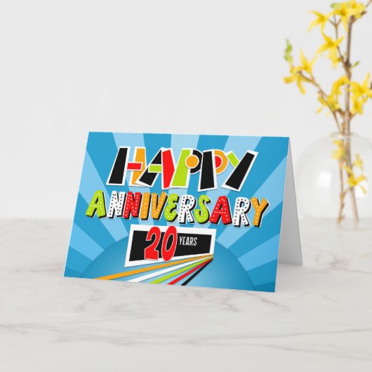 Jubileum werknemer 20 jaar Bright Bold Fun Kaart (Gele Bloem)