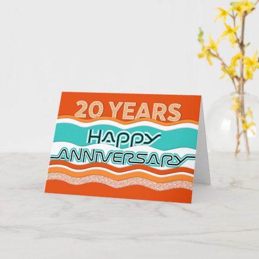 Jubileum werknemer 20 jaar kleurrijke golven kaart (Gele Bloem)