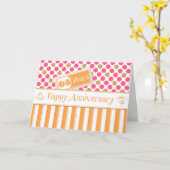 Jubileum werknemer 20 jaar Oranje roze Kaart (Gele Bloem)