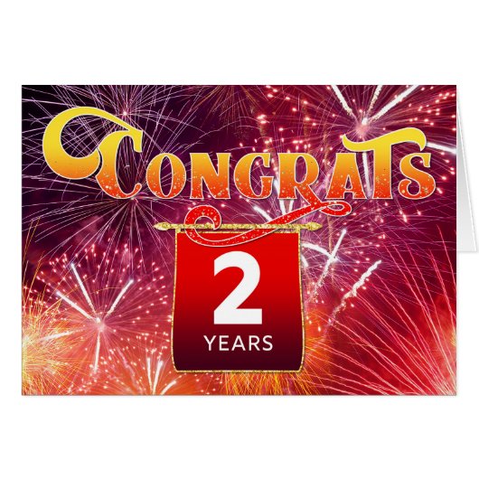 Jubileum werknemer 2 jaar Celebration Fireworks (Voorkant Horizontaal)