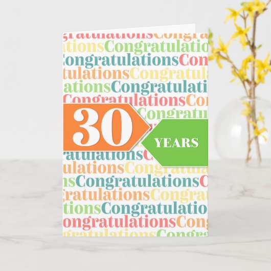 Jubileum werknemer 30 jaar kleurrijk patroon kaart (Gele Bloem)