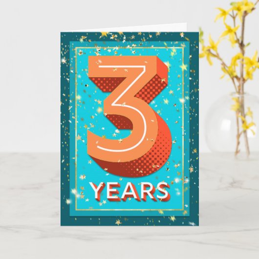 Jubileum werknemer 3 jaar - Vetnummers Kaart (Gele Bloem)