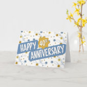 Jubileum werknemer 40 jaar blauw wit patroon kaart (Gele Bloem)
