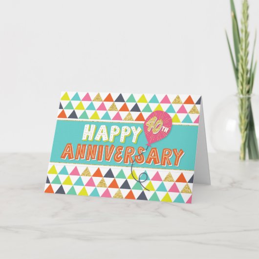 Jubileum werknemer 40 jaar - kleurrijk patroon kaart (Voorkant)