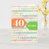 Jubileum werknemer 40 jaar kleurrijk patroon kaart (Gele Bloem)