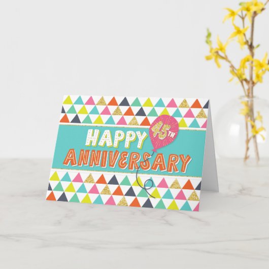 Jubileum werknemer 45 jaar - kleurrijk patroon kaart (Gele Bloem)