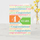 Jubileum werknemer 4 jaar kleurrijk patroon kaart (Gele Bloem)