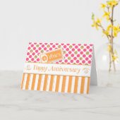 Jubileum werknemer 4 jaar Oranje roze Kaart (Gele Bloem)