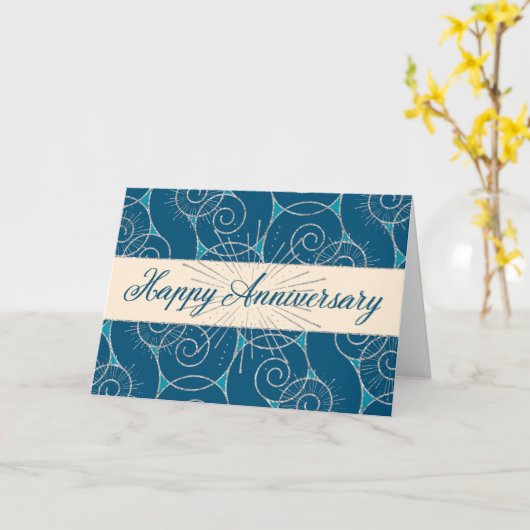 Jubileum werknemer - Blauwe zwemmen Kaart (Gele Bloem)