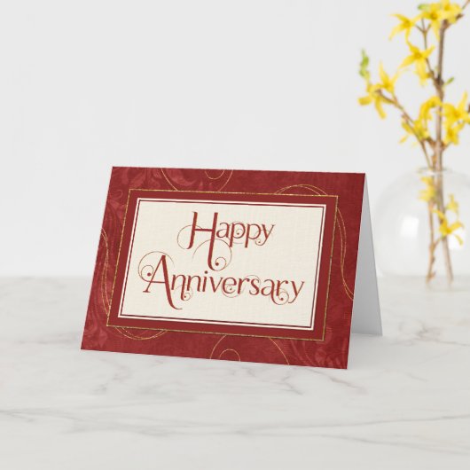 Jubileum werknemer - tekstfilters Damask Sparkle Kaart (Gele Bloem)