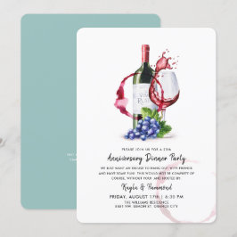 Jubileum wijn- en dineruitnodiging kaart