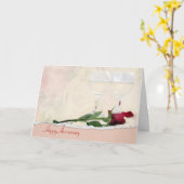 Jubileum wijn en rode roze kaart (Gele Bloem)