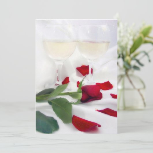 Jubileum wijn en roos viering kaart (Staand voorkant)