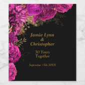 Jubileum Wijnlabel Roze Floral Weddenschap Wijn Etiket (Enkel label)