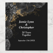 Jubileum Wijnlabel zwart Floral Weddenschap Wijn Etiket (Enkel label)