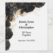Jubileum Wijnlabel zwart Floral Weddenschap Wijn Etiket (Enkel label)