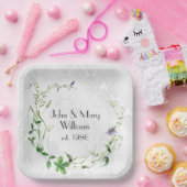 Jubileum Wildflower krans op Damask Papieren Bordje (Feest)