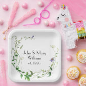 Jubileum Wildflower krans Papieren Bordje (Feest)